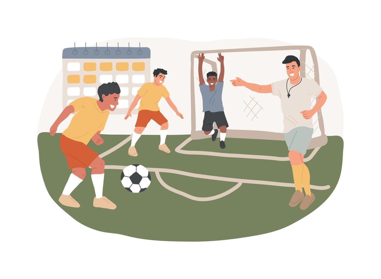 Soccer camp isolated concept illustration. vector