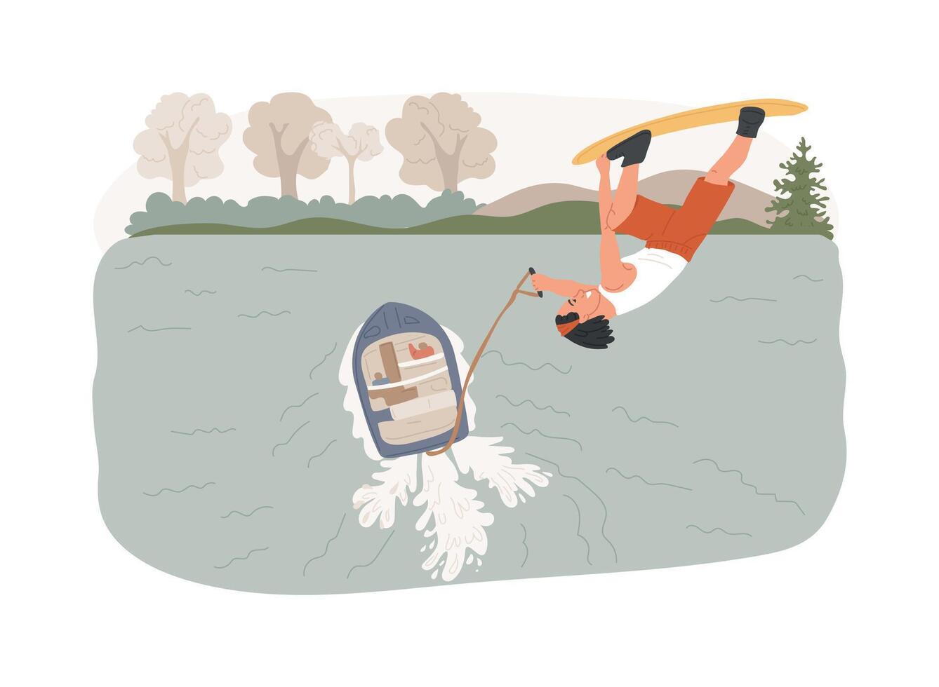 Wakeboarding isolated concept illustration. vector