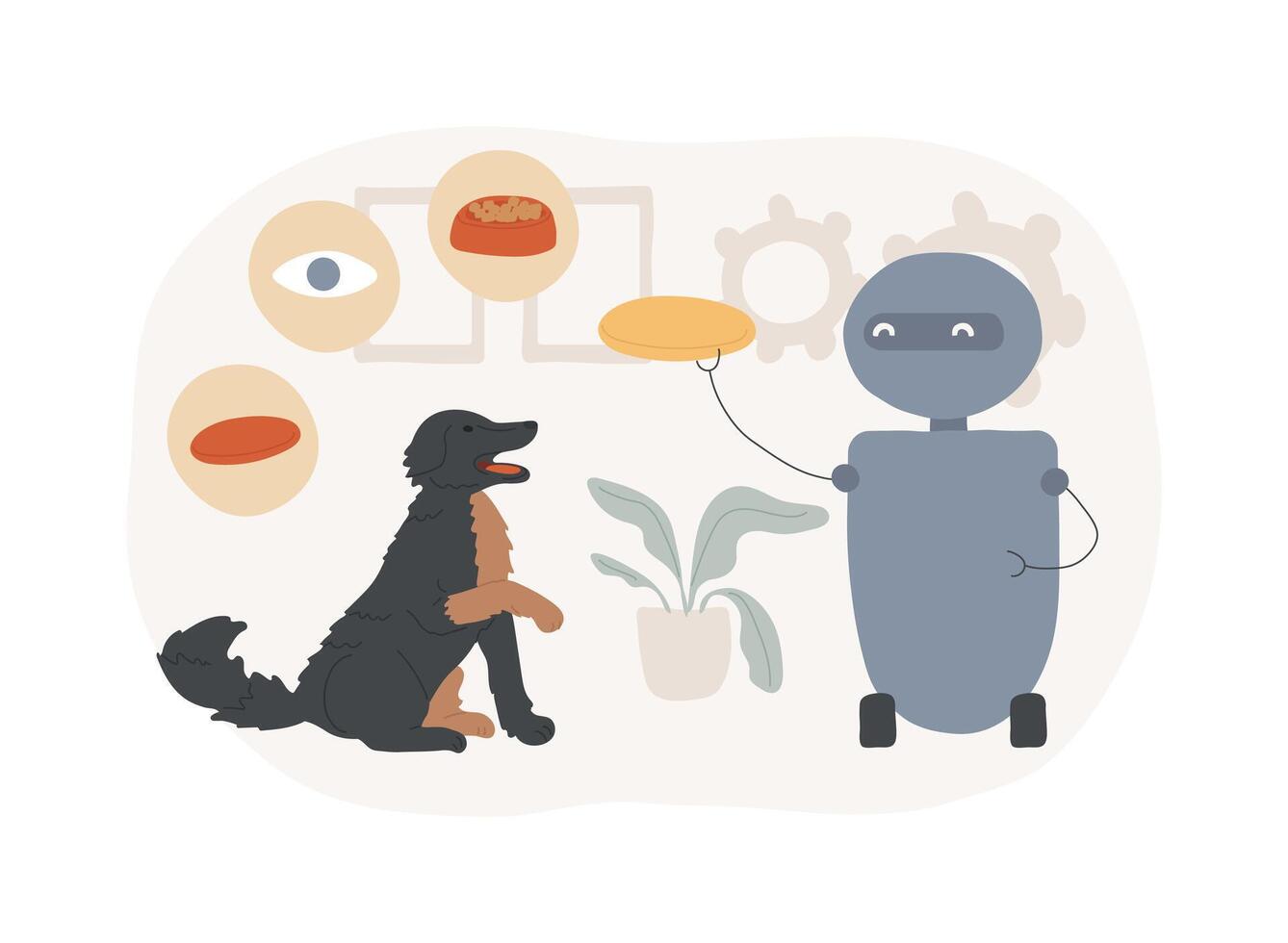 Robotic pet sitters isolated concept illustration. vector