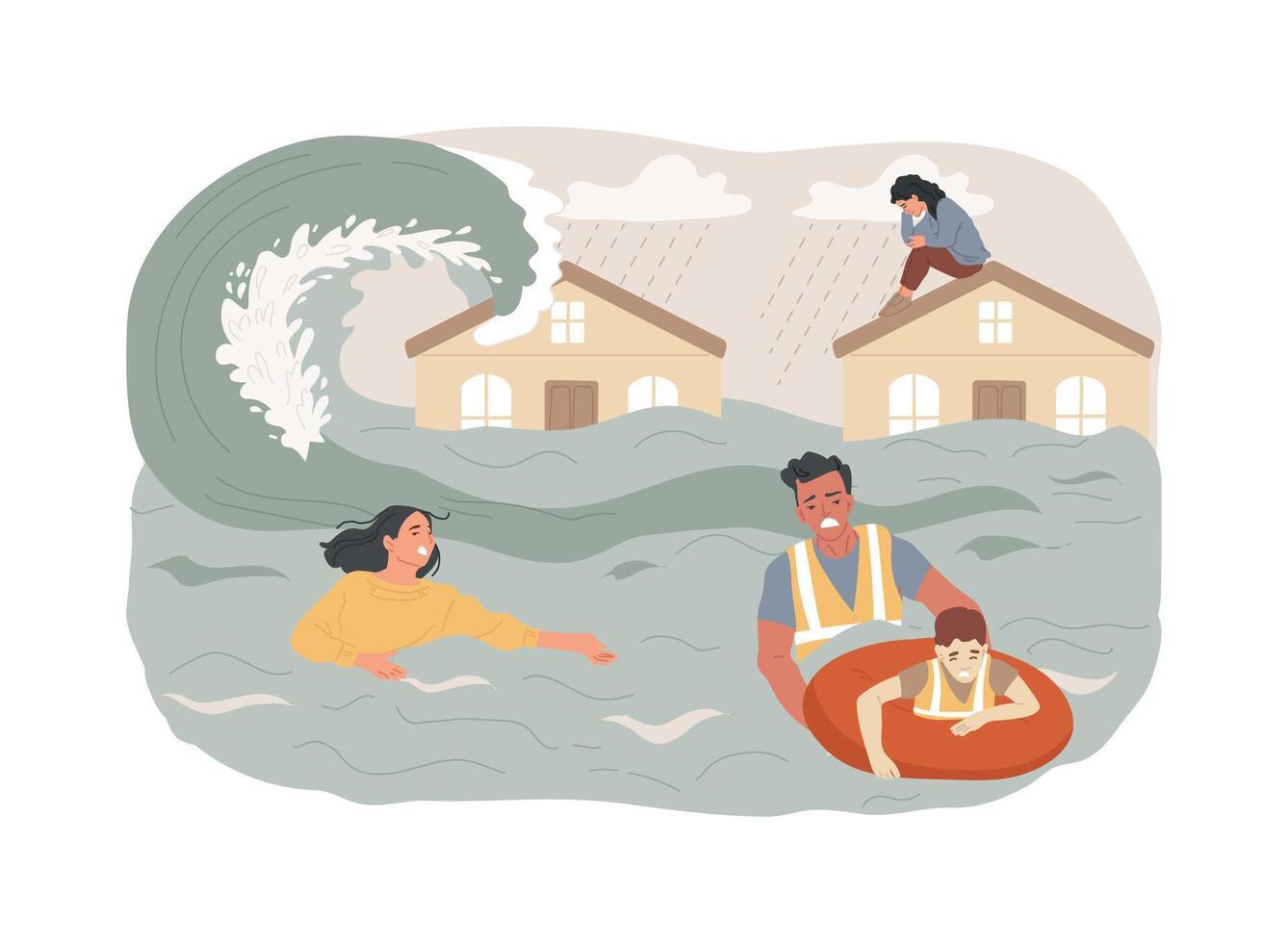Flood isolated concept illustration. vector