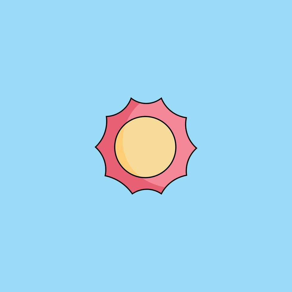 Sun illustration on blue background, sun flat icon. vector