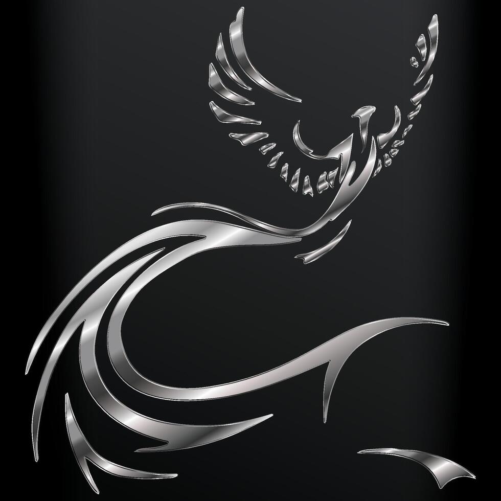 silver phoenix illustration vector