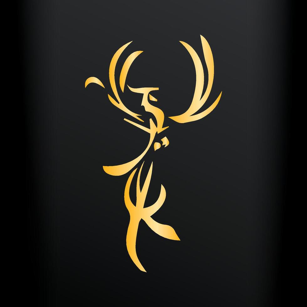 Phoenix fire bird golden logo template vector