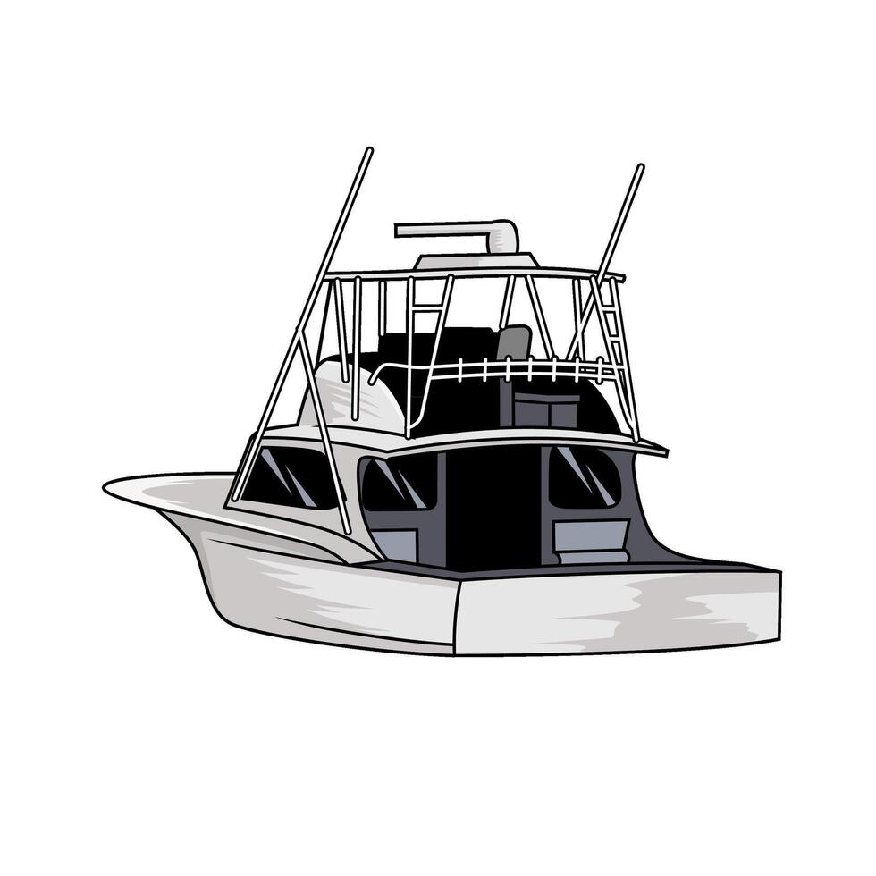 boat fishing illustration logo image t shirt vector