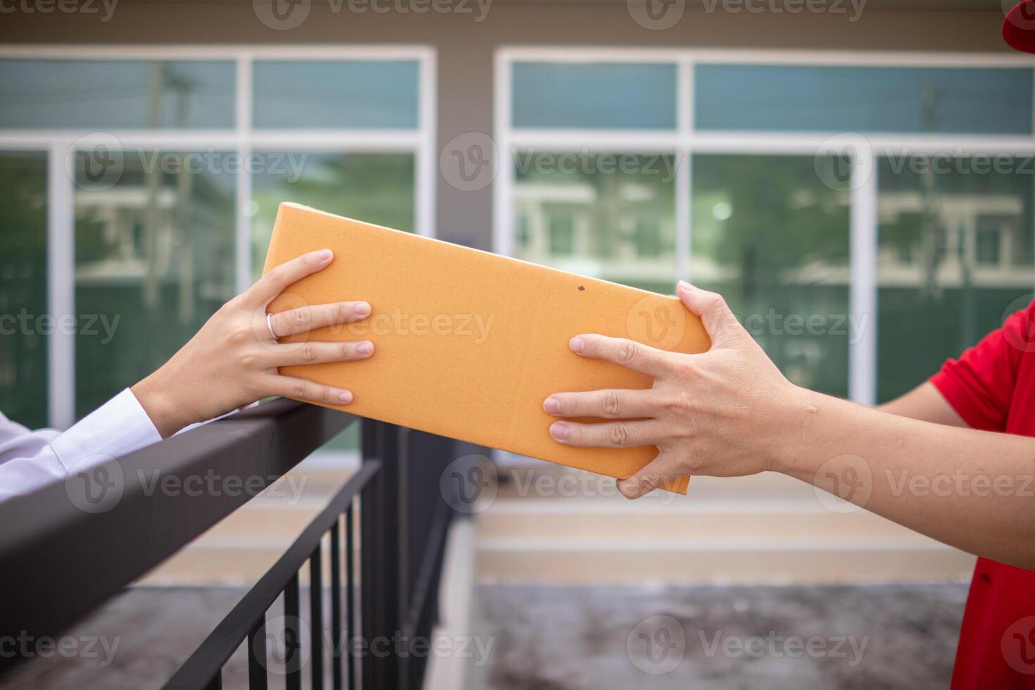 SME business operator is inspecting and packing products into parcel box for delivery company that will come pick up products after participating in online marketing with Application shopping online photo