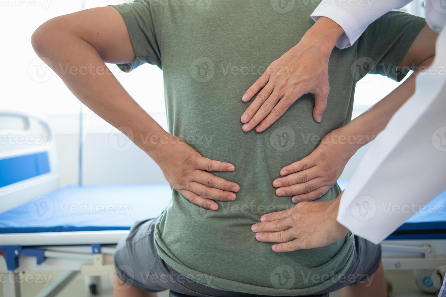 doctor is helping a patient move her muscles after recuperating from a muscle injury and wanting to rehabilitate her to be able to use her normal daily life with continuous physical therapy. photo