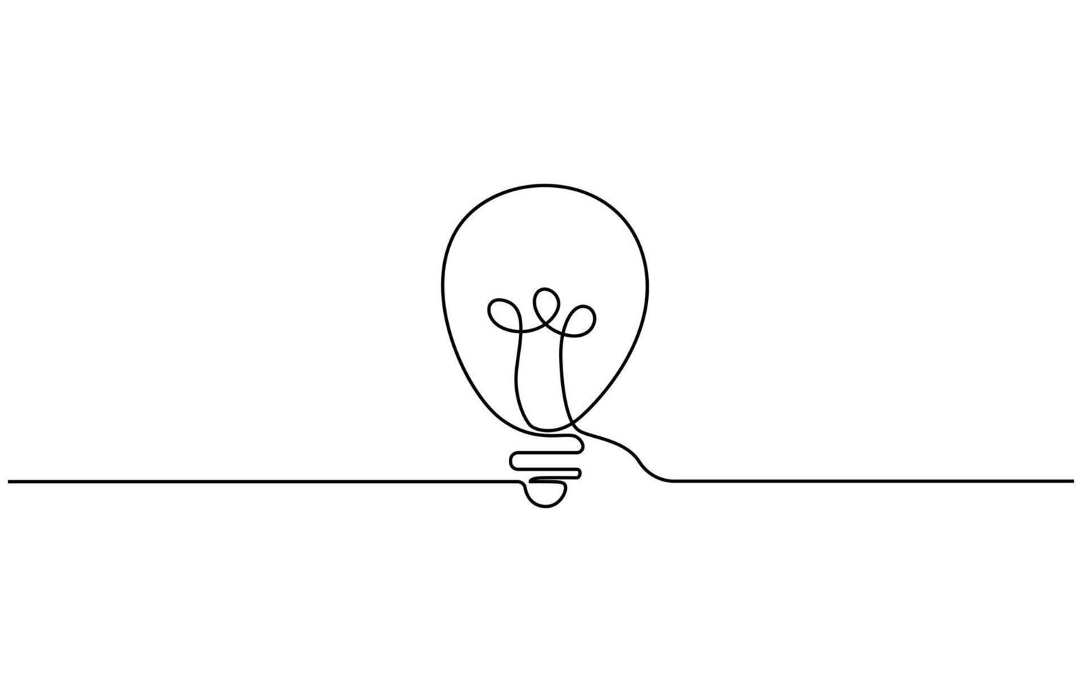 Continuous single line drawing of Light bulb with leaf on white background, vector