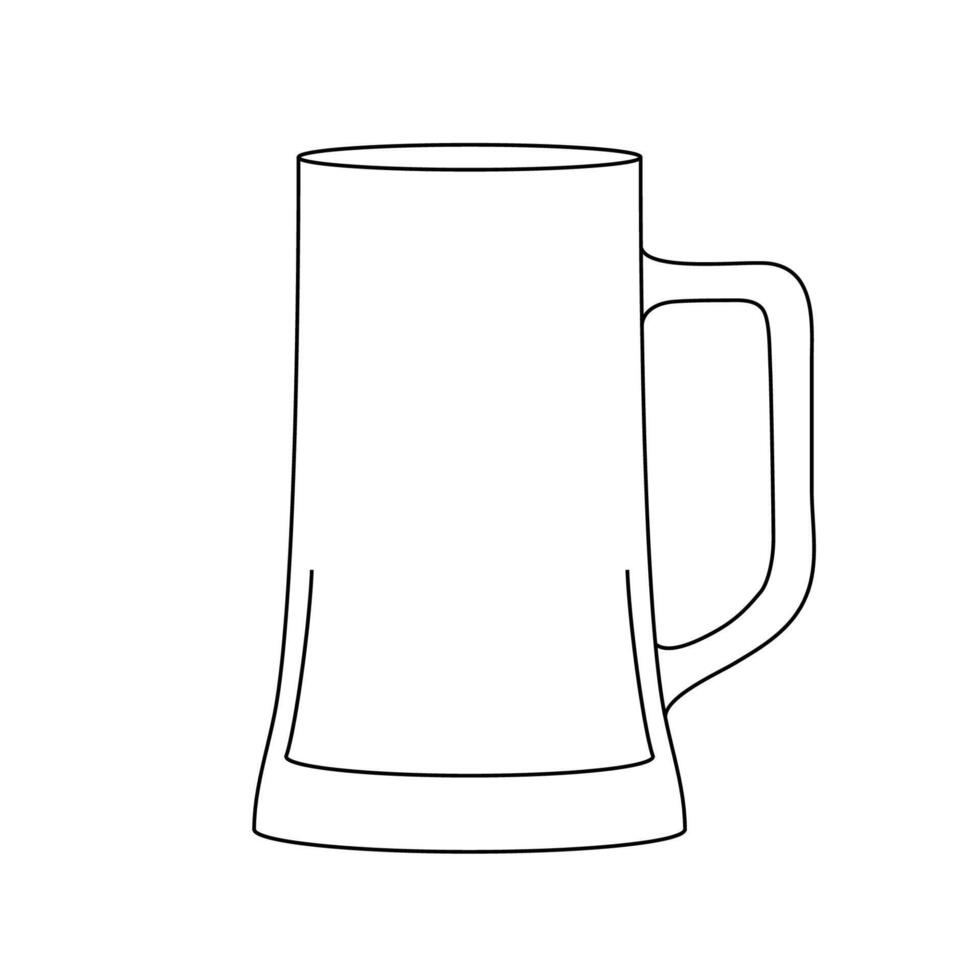 beer glass continuous line drawing, hand drawn style drink illustration. vector