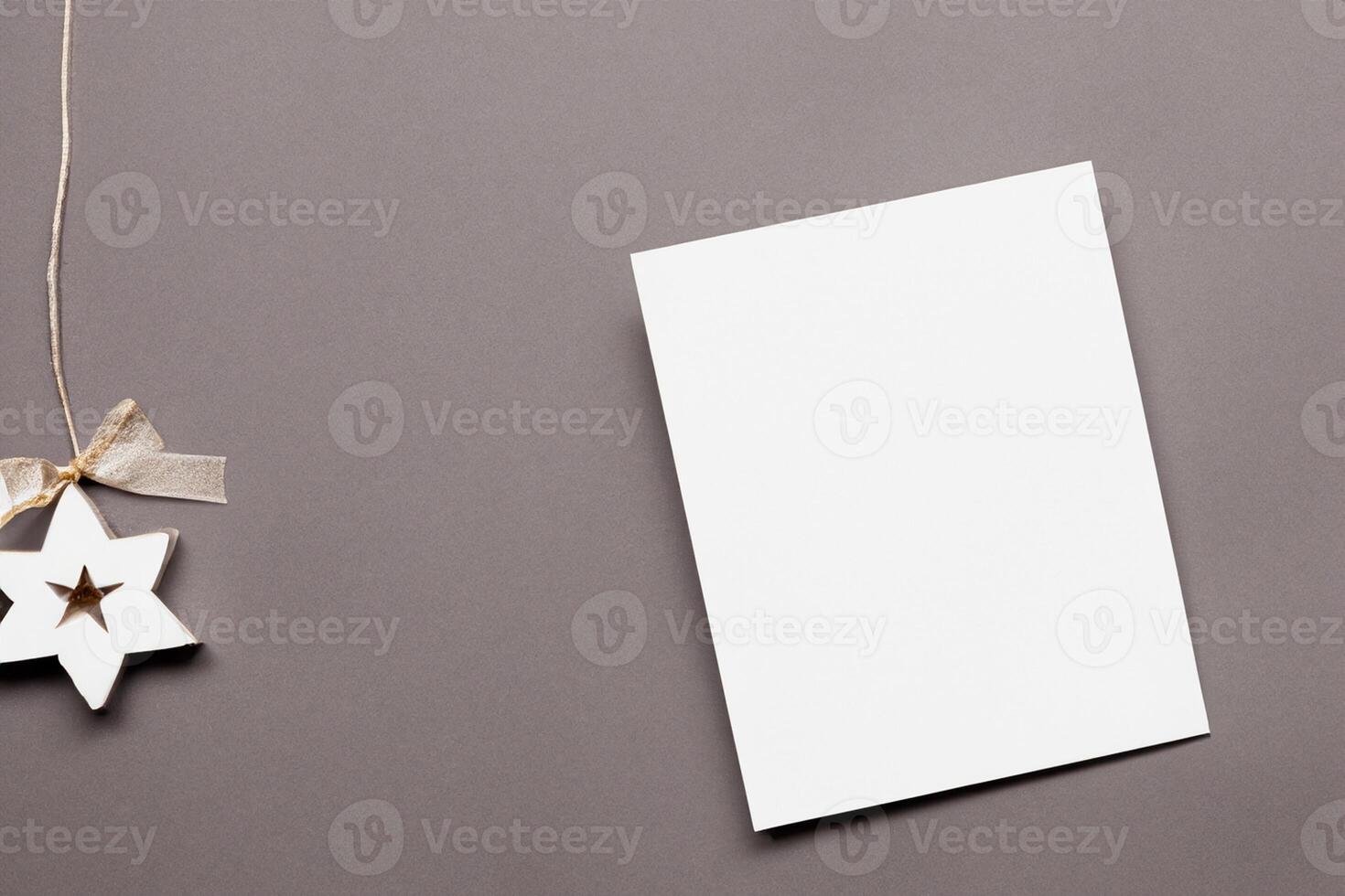 Beautiful Mockup White Card with Christmas Ornaments, A Festive Touch for Your Holiday Greetings photo