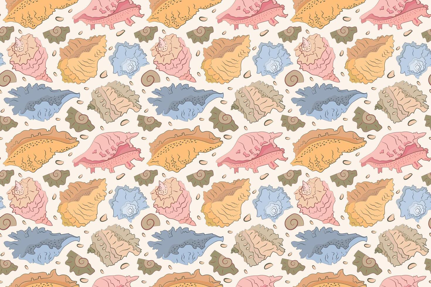 Seamless pattern with seashells vector