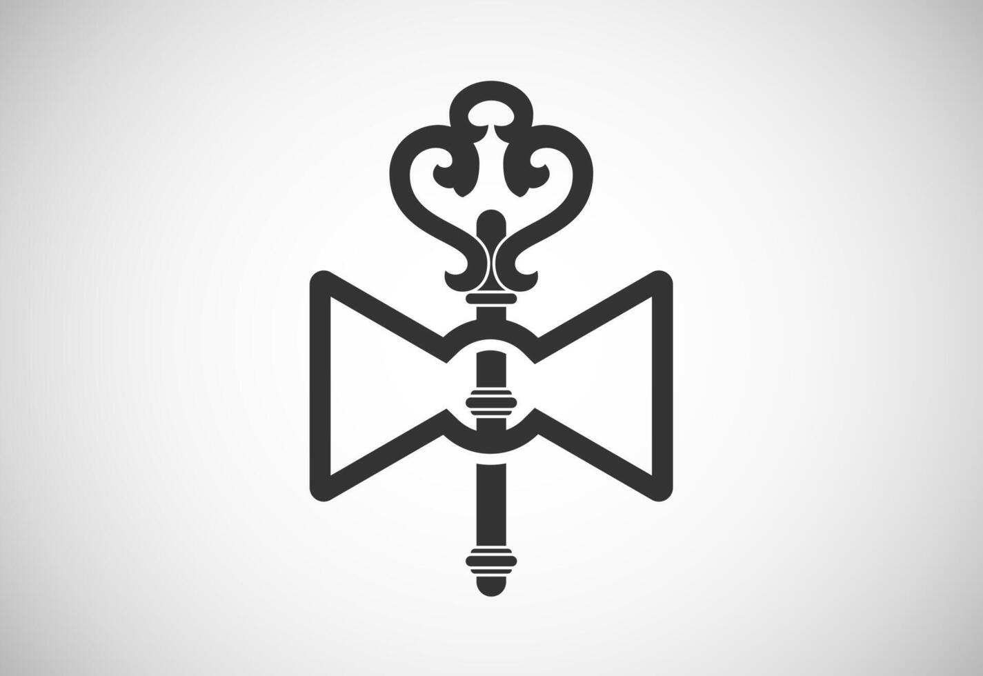 Bow and key logo sign symbol illustration vector