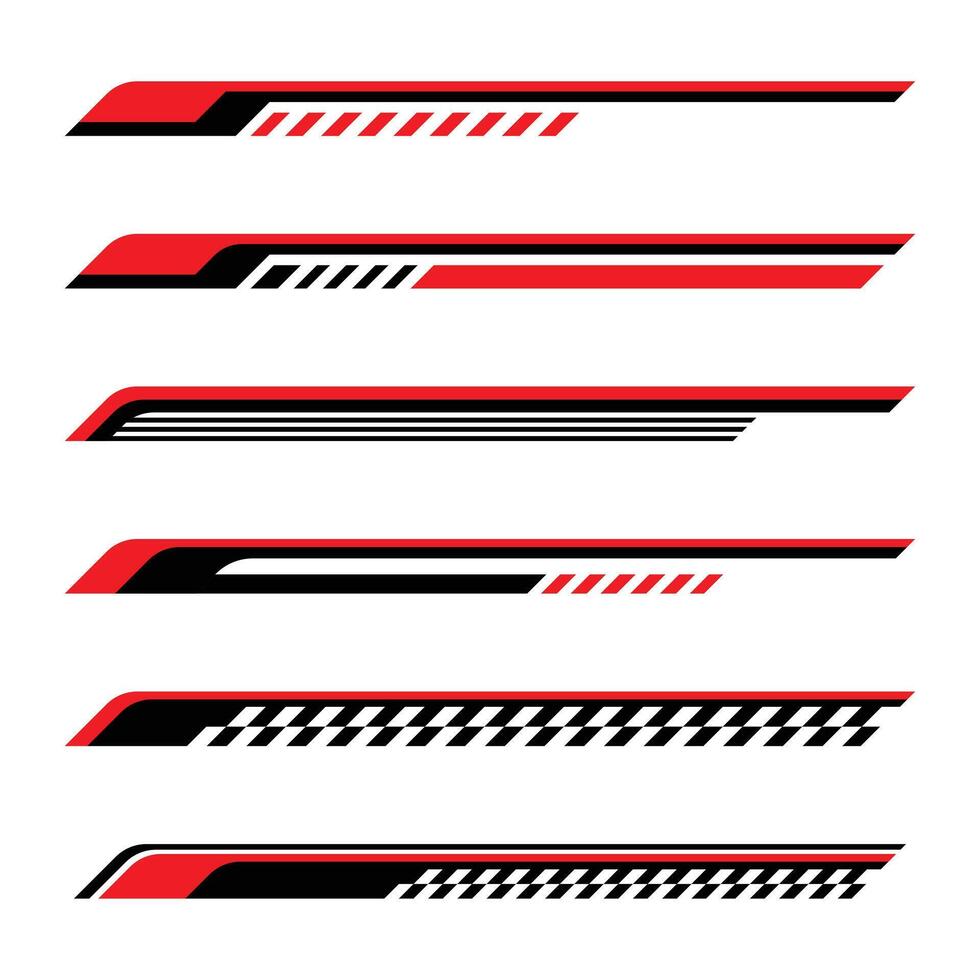 Set of racing geometric stripes car wrap decals vector