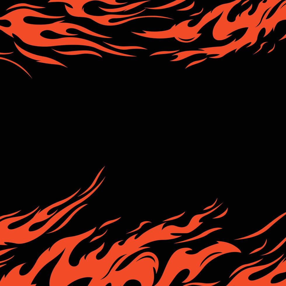 Burning fire illustration square background vector