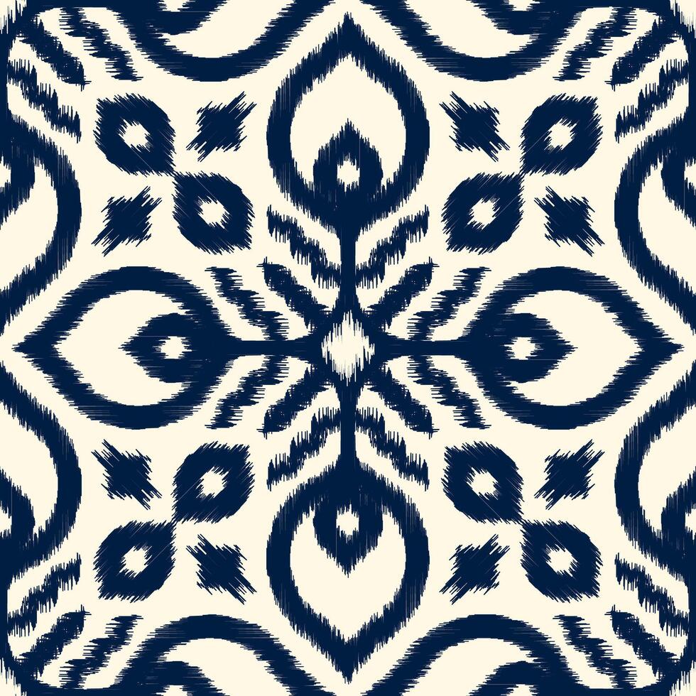 Seamless pattern ethnic abstract background round ikat patterngeometric curve design for fashion clothes, textile, wrapping, decoration background. vector