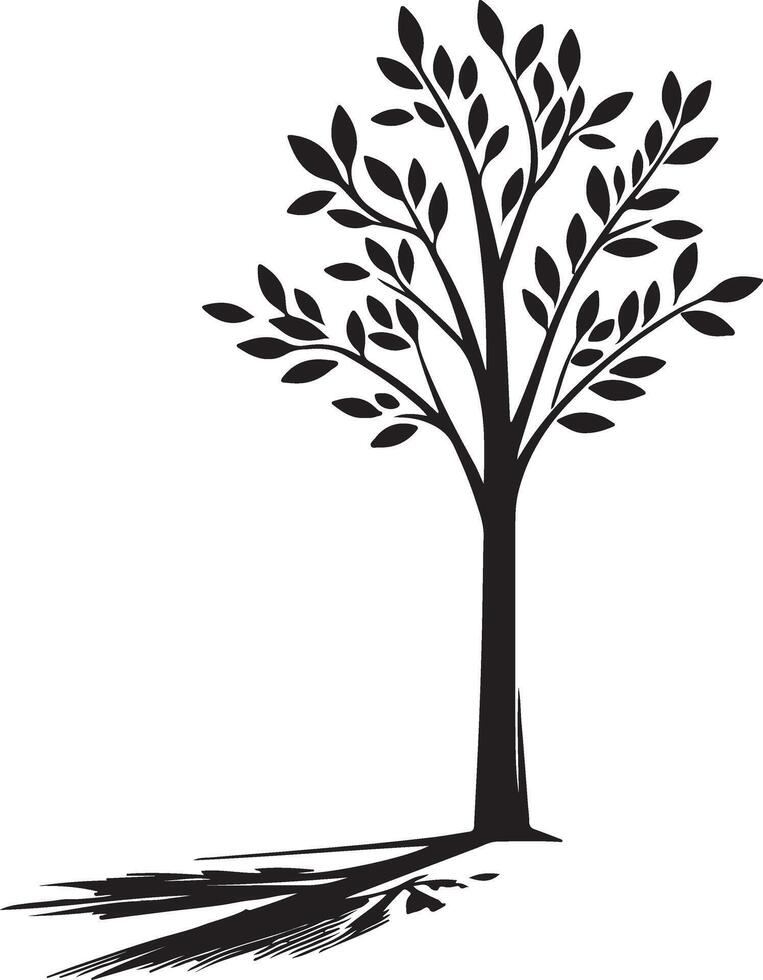 Beautiful tree silhouette white background vector