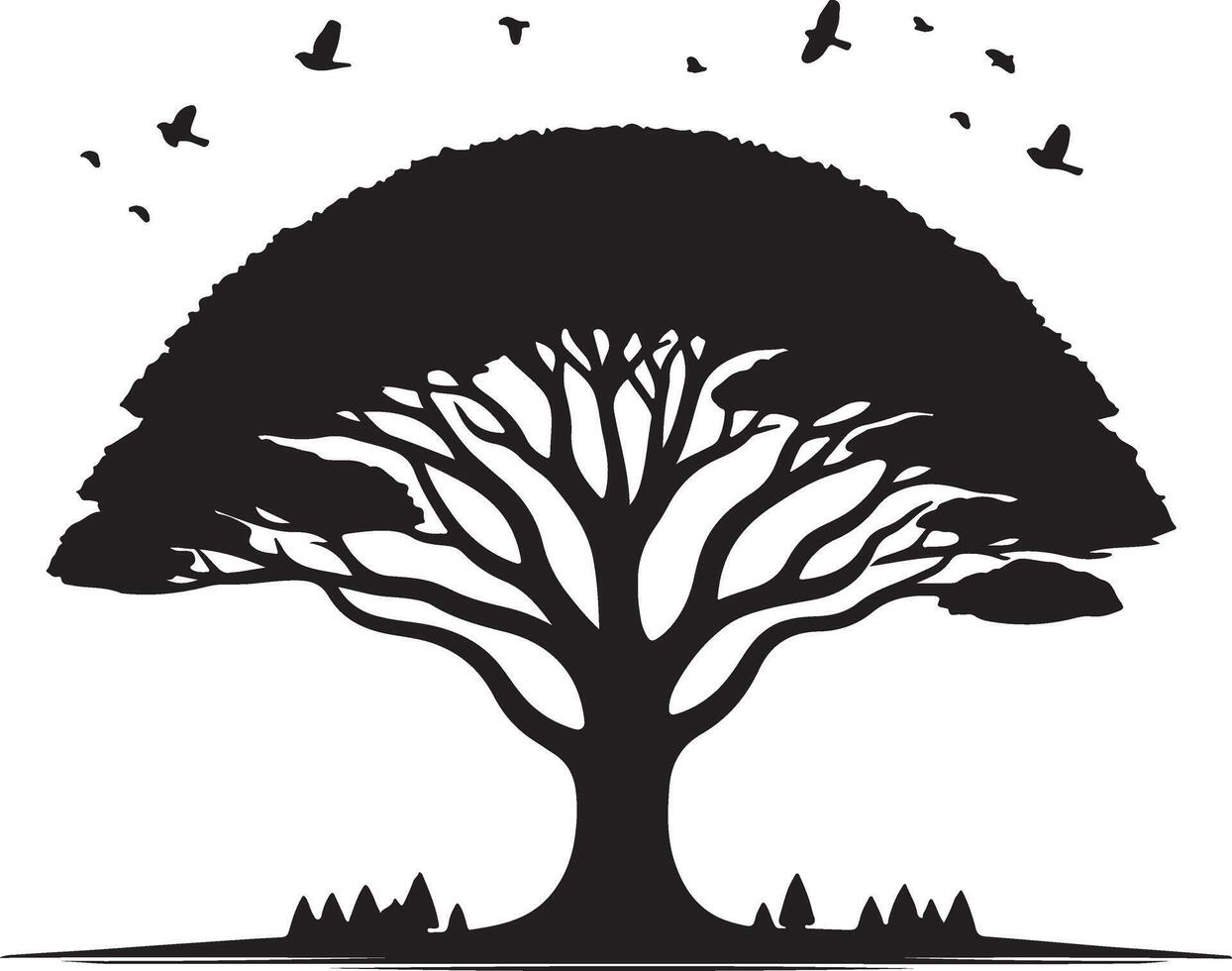 Beautiful tree silhouette white background vector