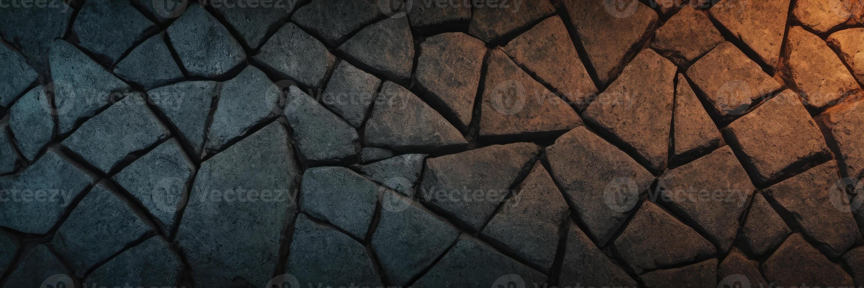 Patterned stone wall. Triangles and shapes. Stone floor or wall. Background. photo
