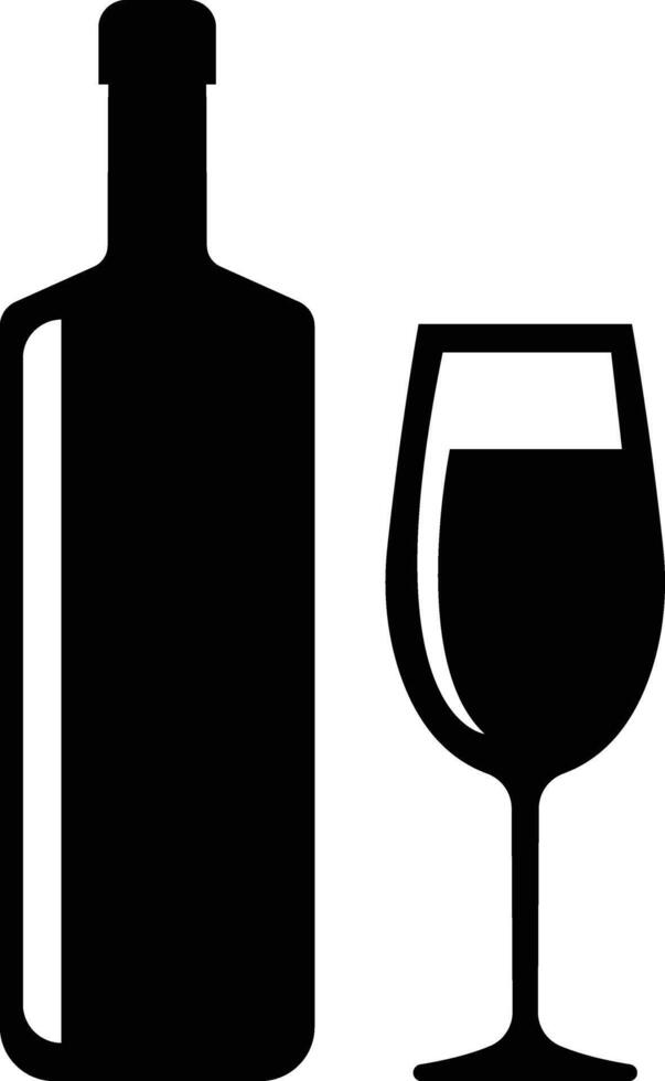 Wine bottle and glass icon in flat set. isolated on Shape of traditional glass bottle of still wine Types Alcohol Beverage Bar Drink Concept for apps, website vector