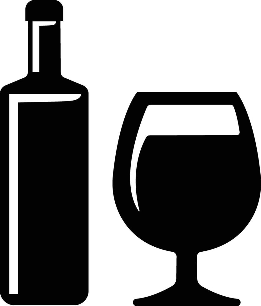 Wine bottle and glass icon in flat set. isolated on Shape of traditional glass bottle of still wine Types Alcohol Beverage Bar Drink Concept for apps, website vector