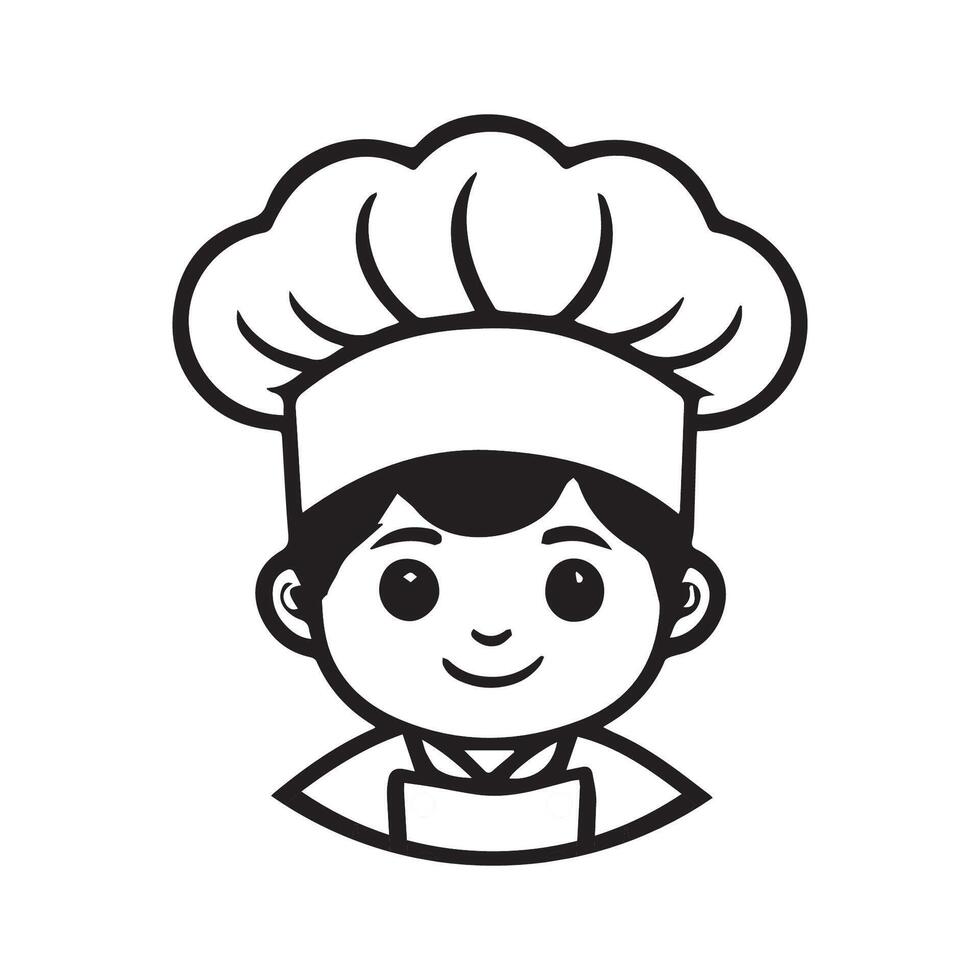 the chef mascot logo is black and white vector