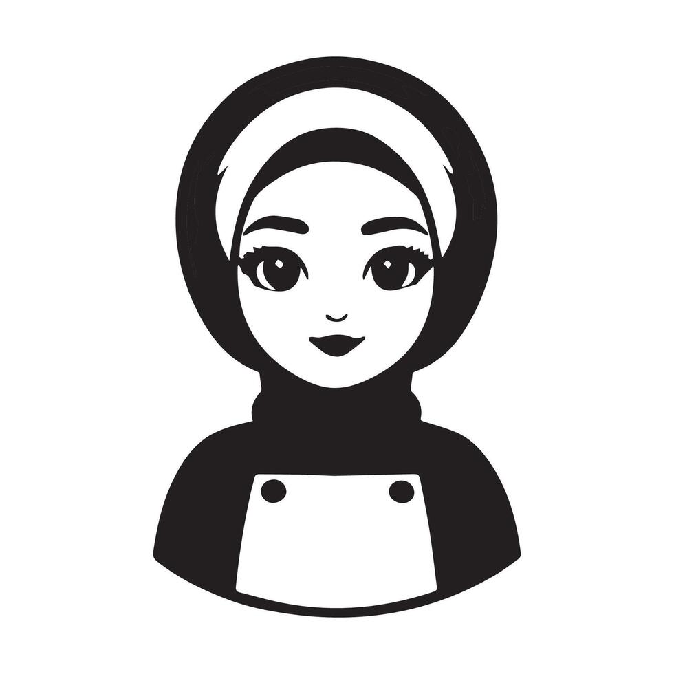 the chef mascot logo is black and white vector