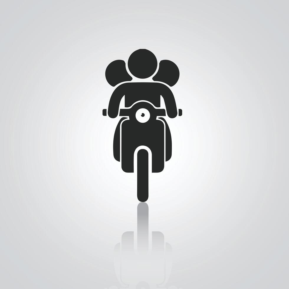 Motorcycle icons, vintage motorcycles, unique icons, and a bike logo with a silver background, 3 seated vector
