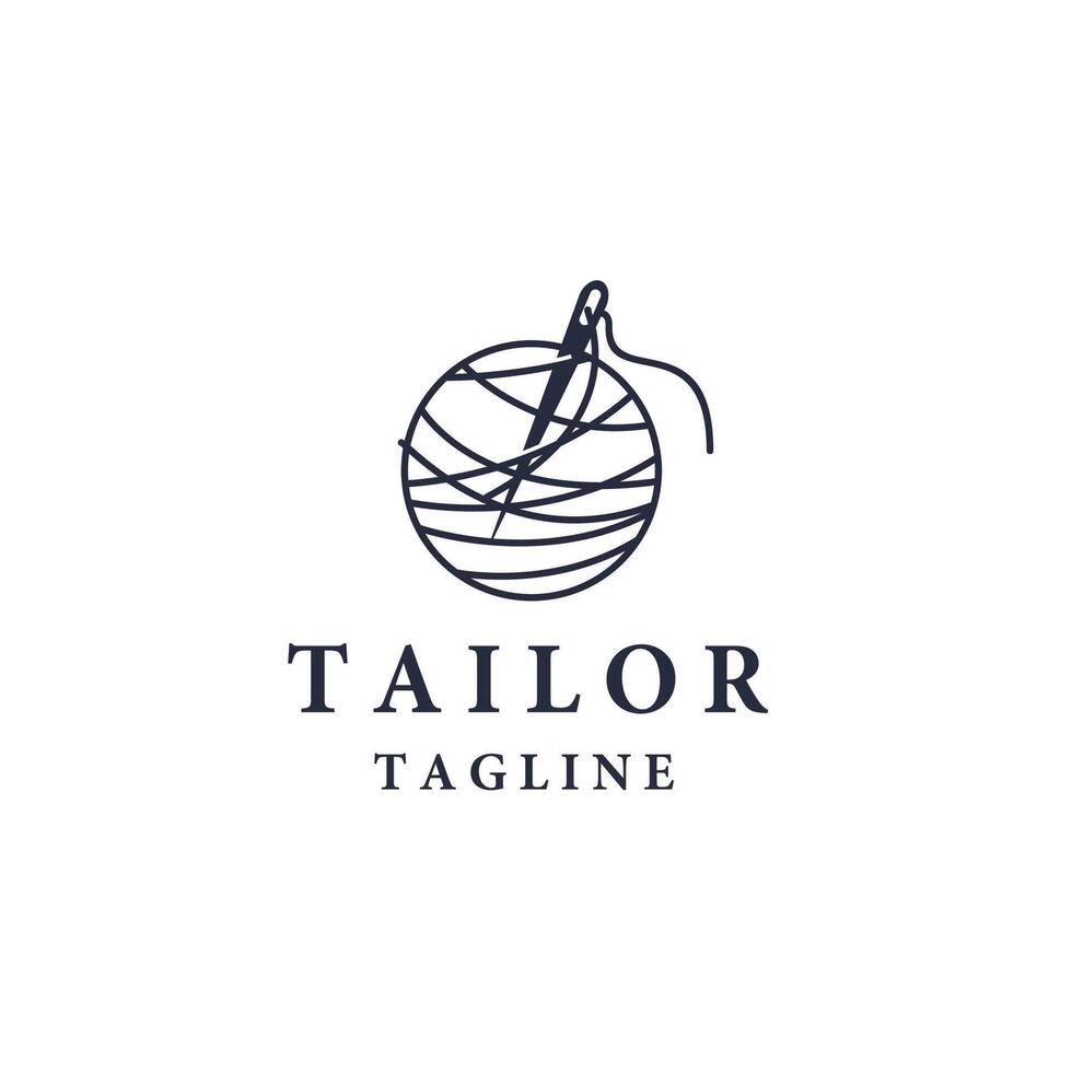 sewing thread and needle collection or tailor logo symbol icon template vector