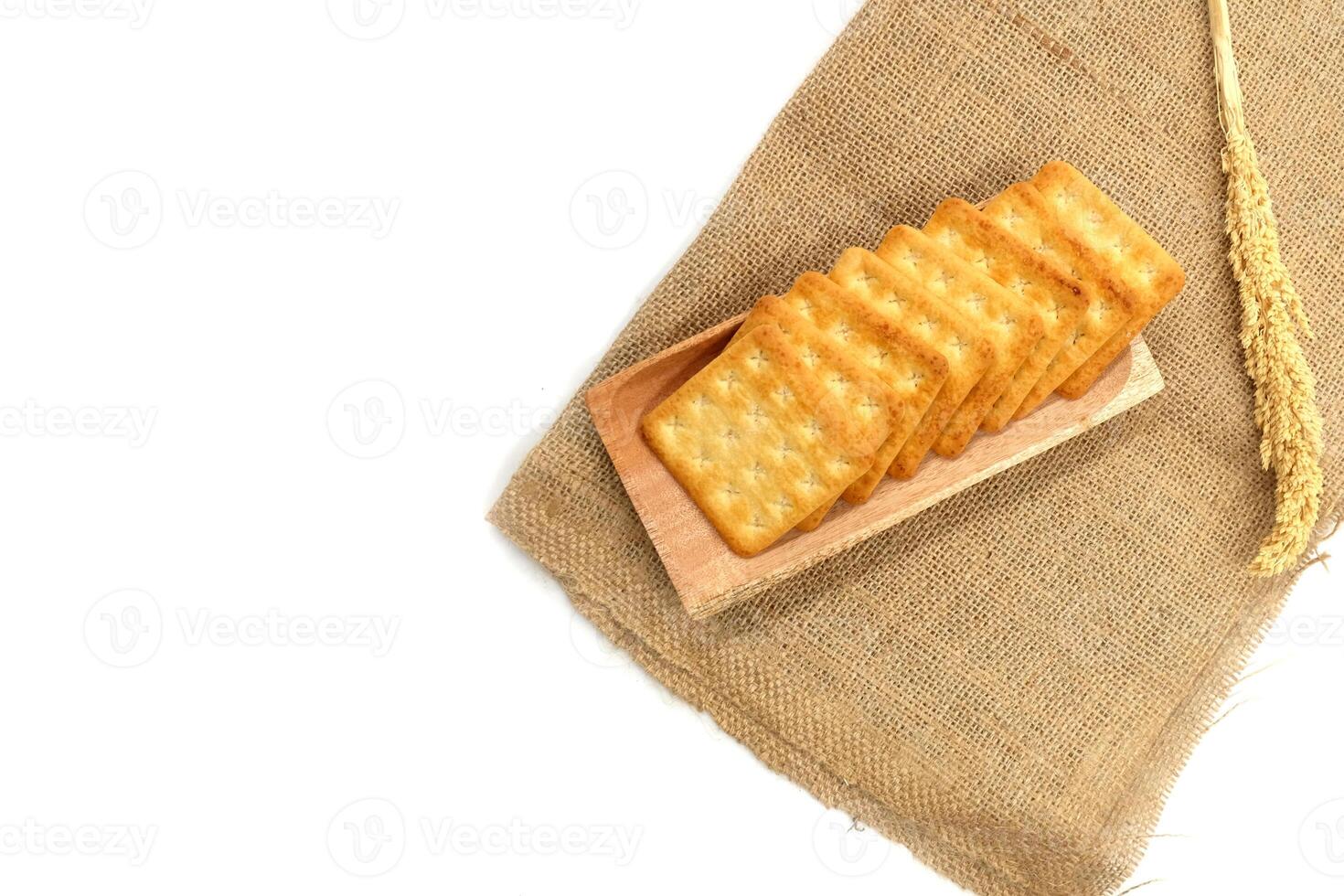malkist crackers on a white background. top view photo