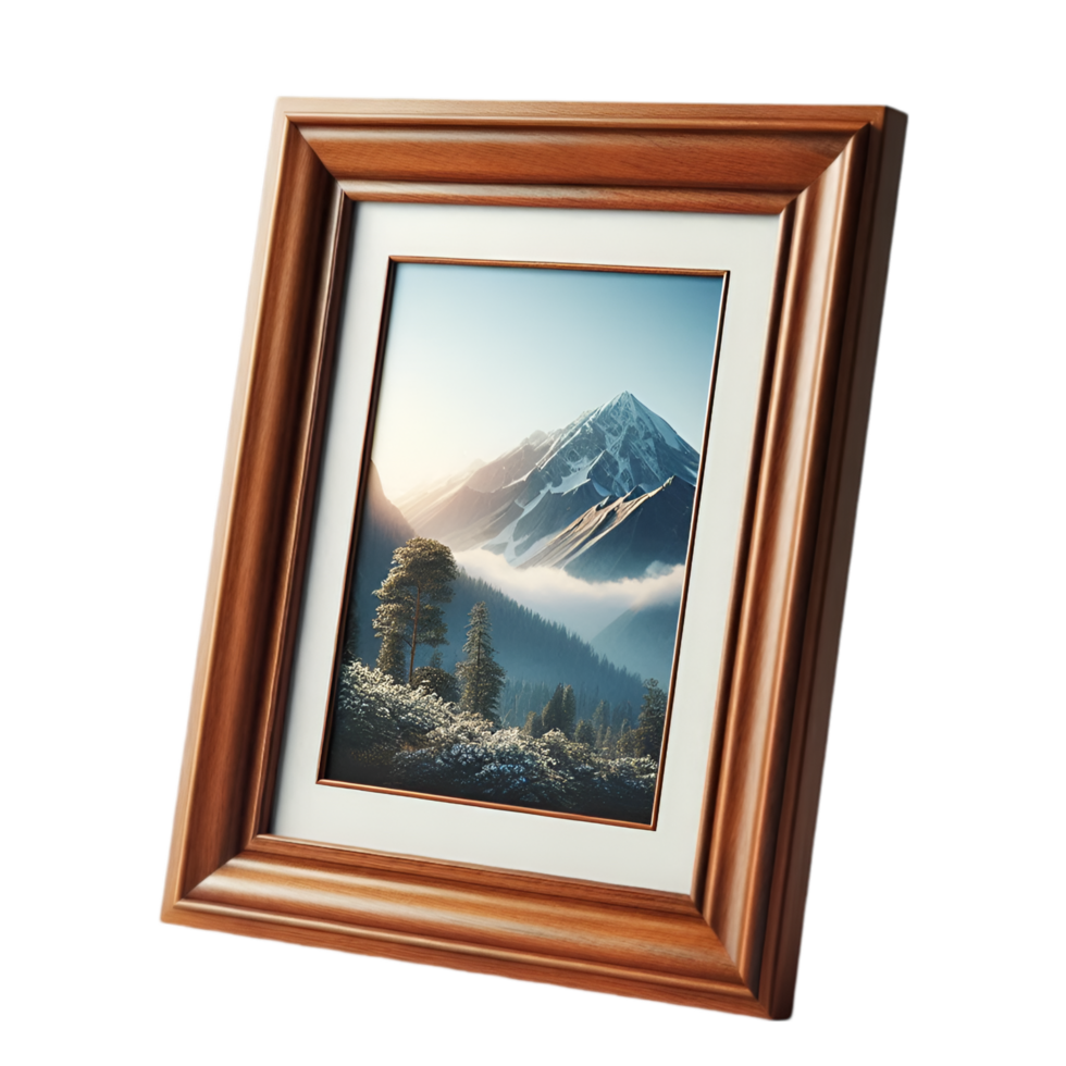 Wooden frame with a mountain in the background png