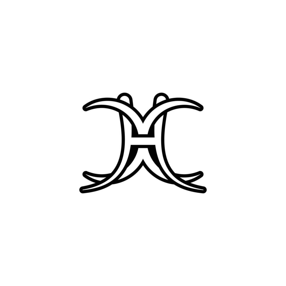 Alphabet Initials logo HX, XH, X and H vector