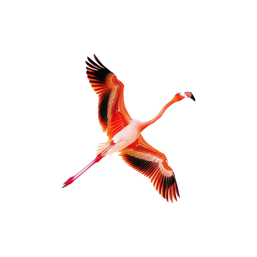 Flying flamingo isolated on transparent background png
