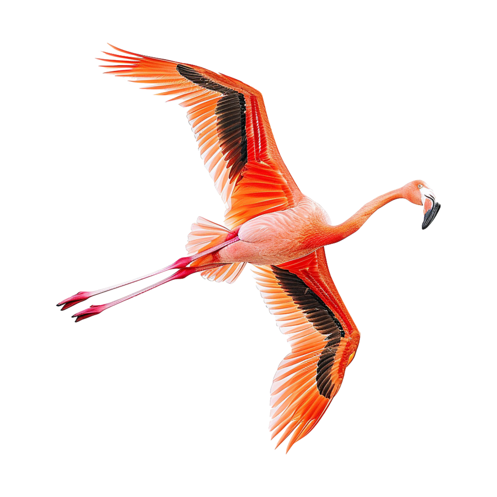 Flying flamingo isolated on transparent background png