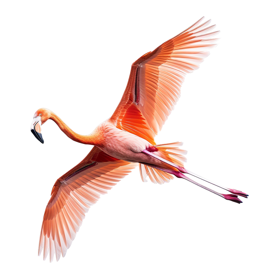 Flying flamingo isolated on transparent background png