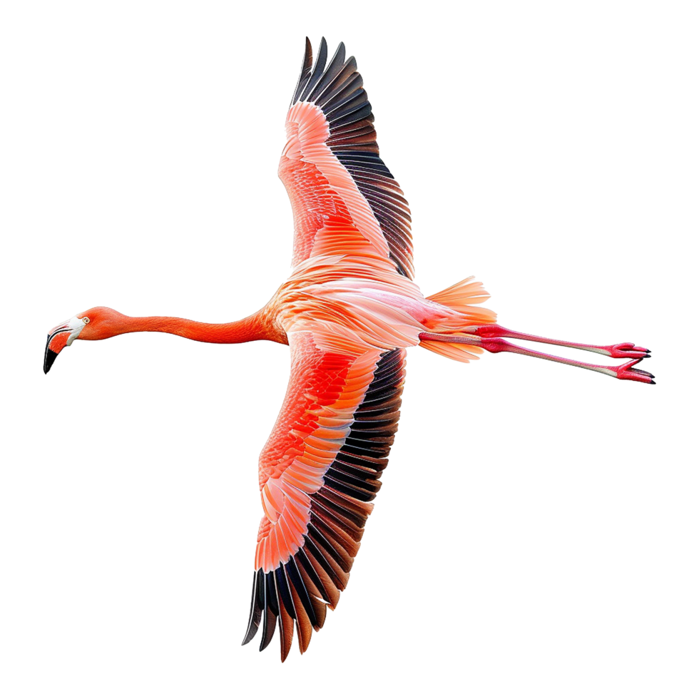 Flying flamingo isolated on transparent background png