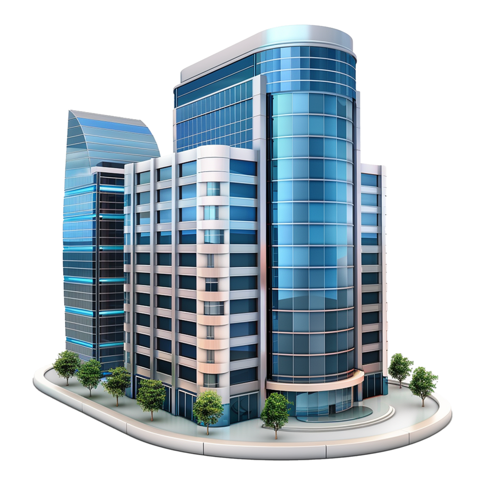 Business center building isolated on transparent background png