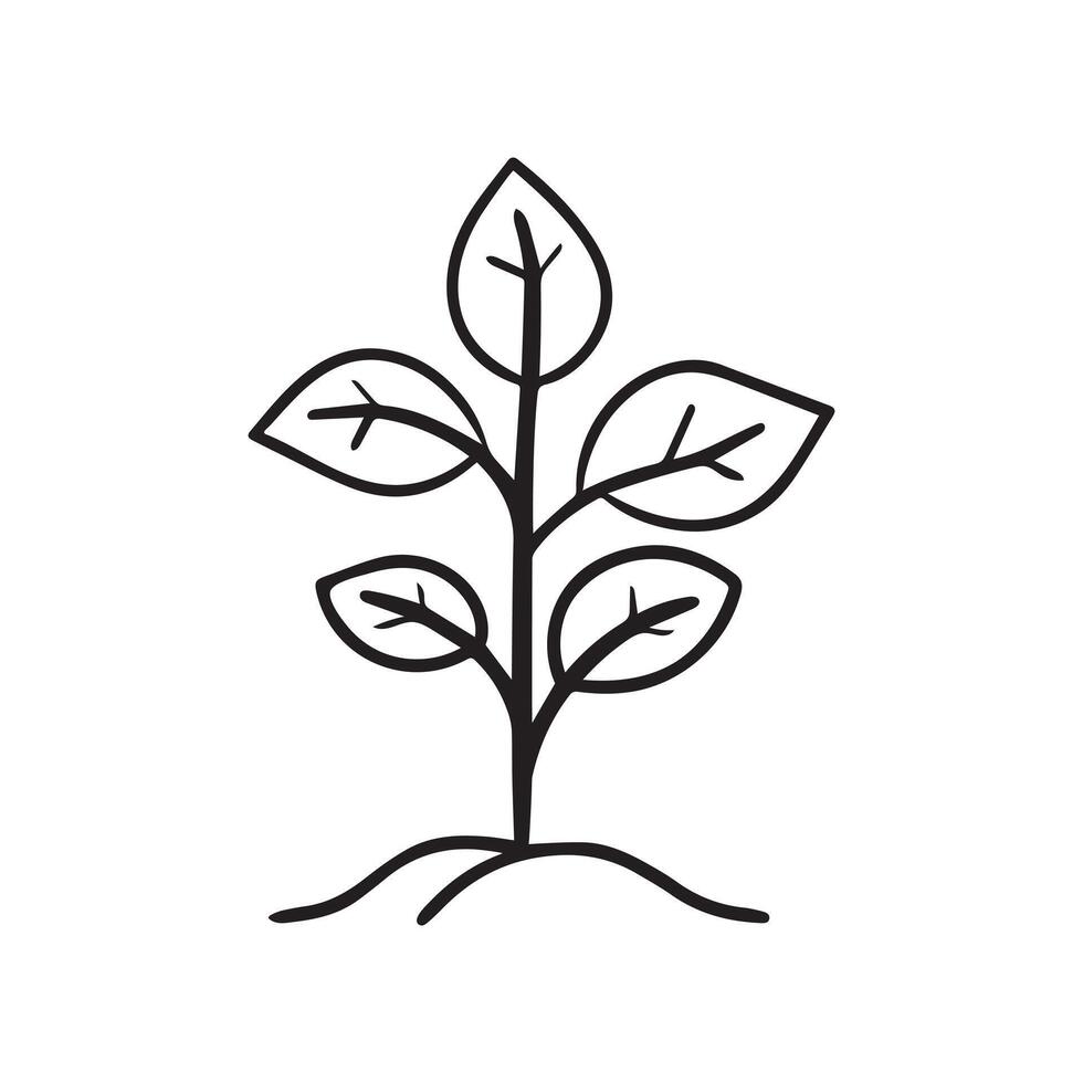 Seedling tree growing icon. Black nature green design. vector