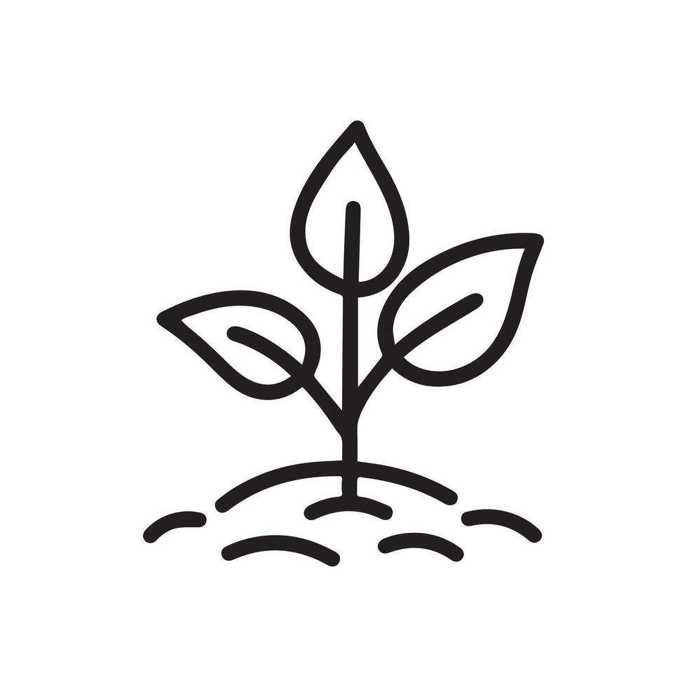 Seedling tree growing icon. Black nature green design. vector