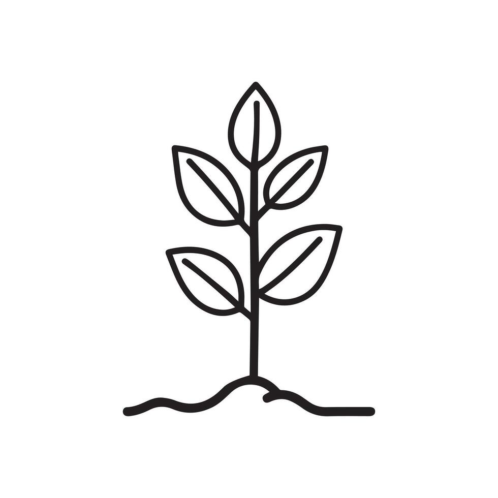 Seedling tree growing icon. Black nature green design. vector