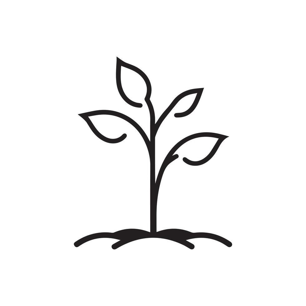 Seedling tree growing icon. Black nature green design. vector