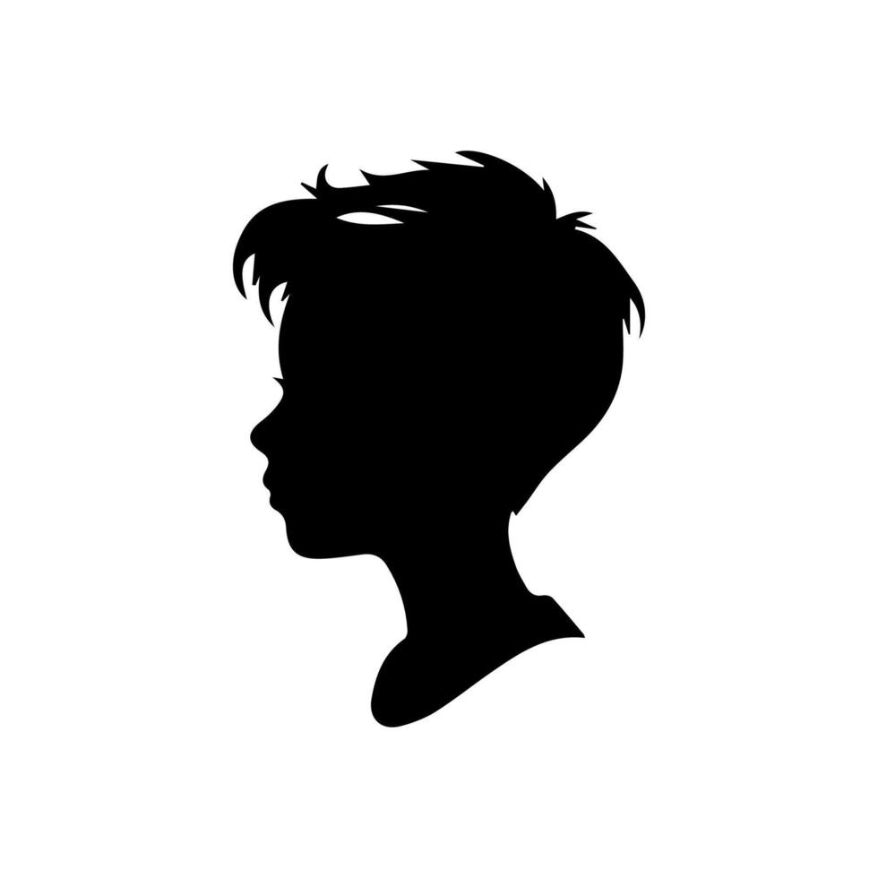 Silhouette of a boy. The side of the child's head. vector