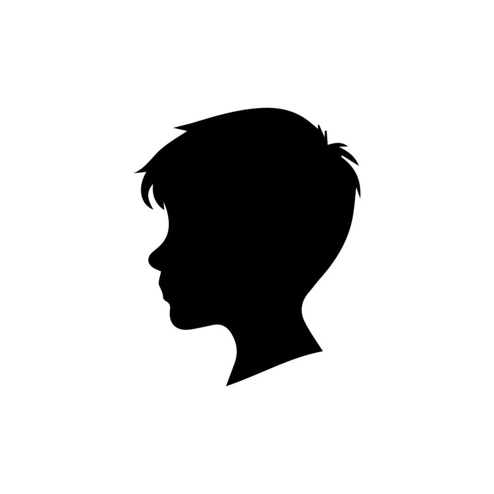 Silhouette of a boy. The side of the child's head. vector