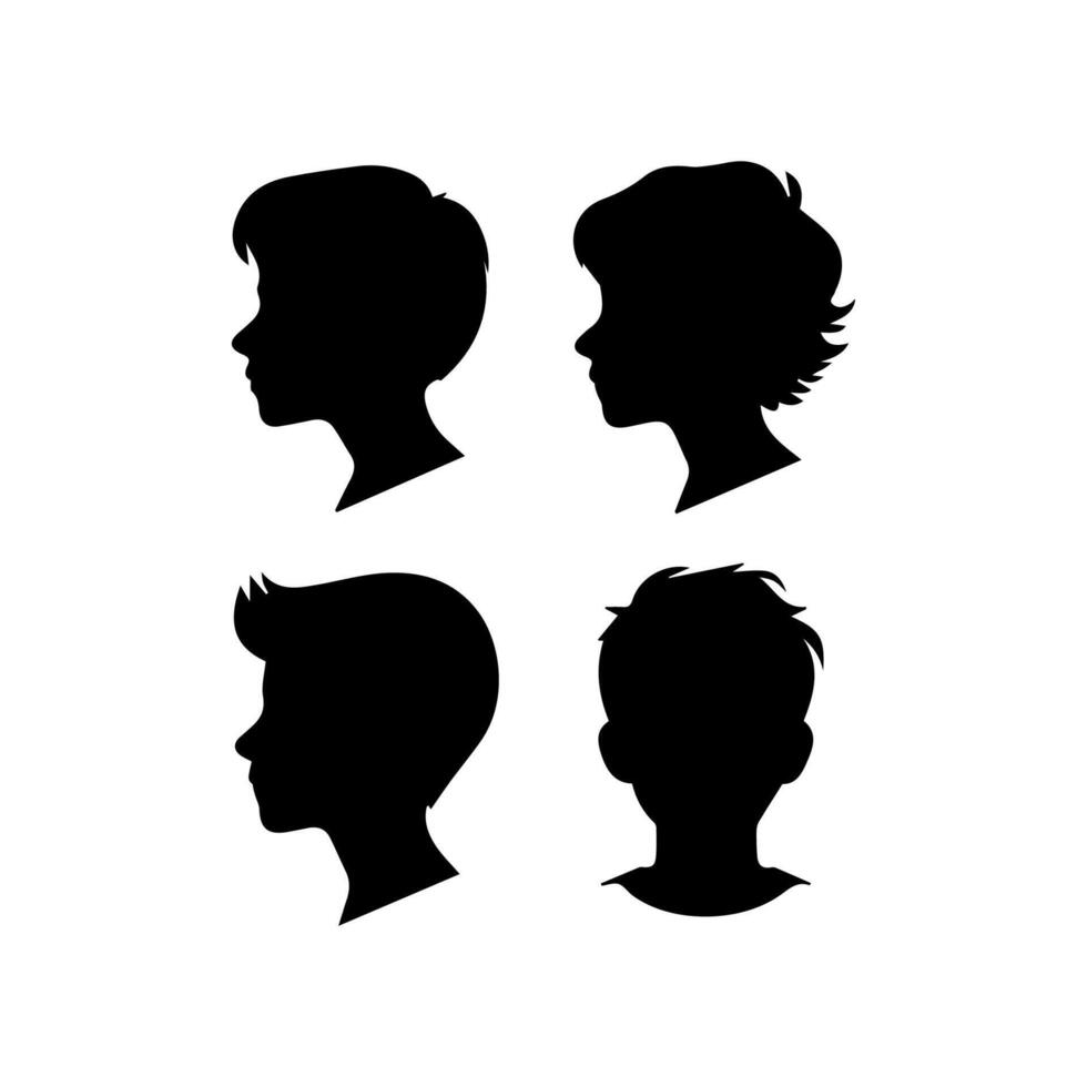 Silhouette of a boy. The side of the child's head. vector