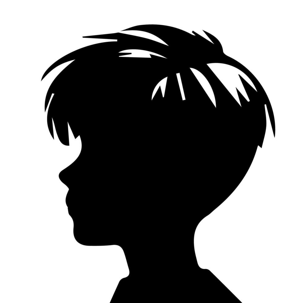 Silhouette of a boy. The side of the child's head. vector