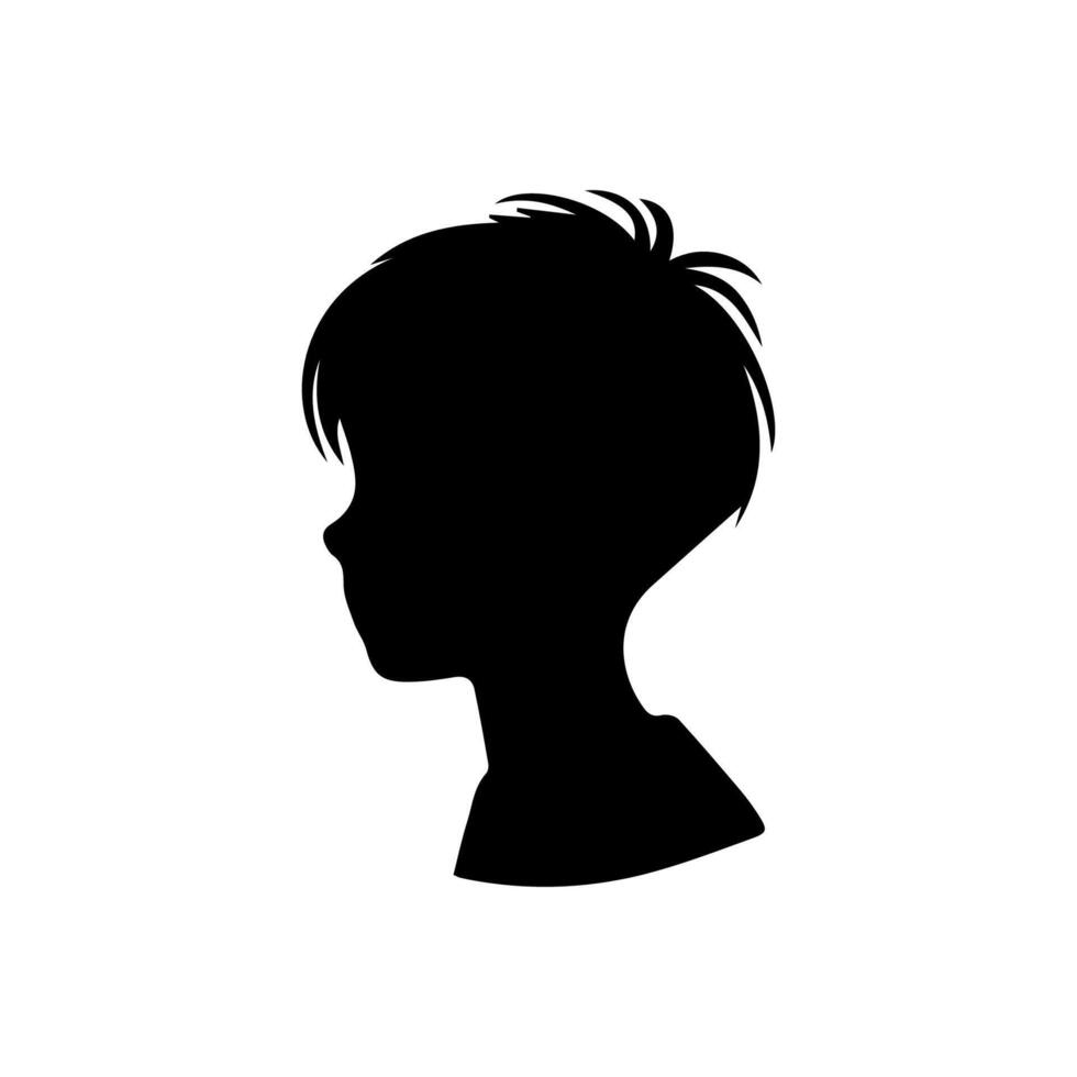 Silhouette of a boy. The side of the child's head. vector