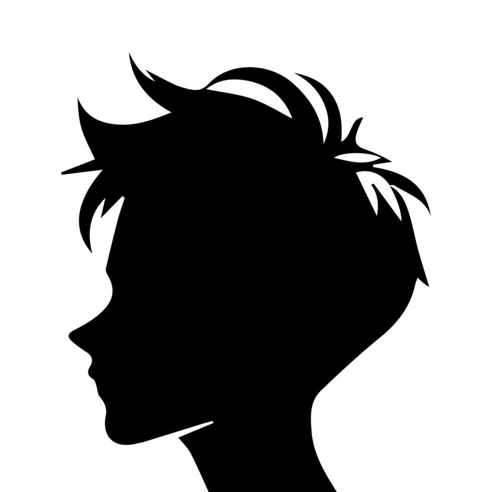 Silhouette of a boy. The side of the child's head. vector
