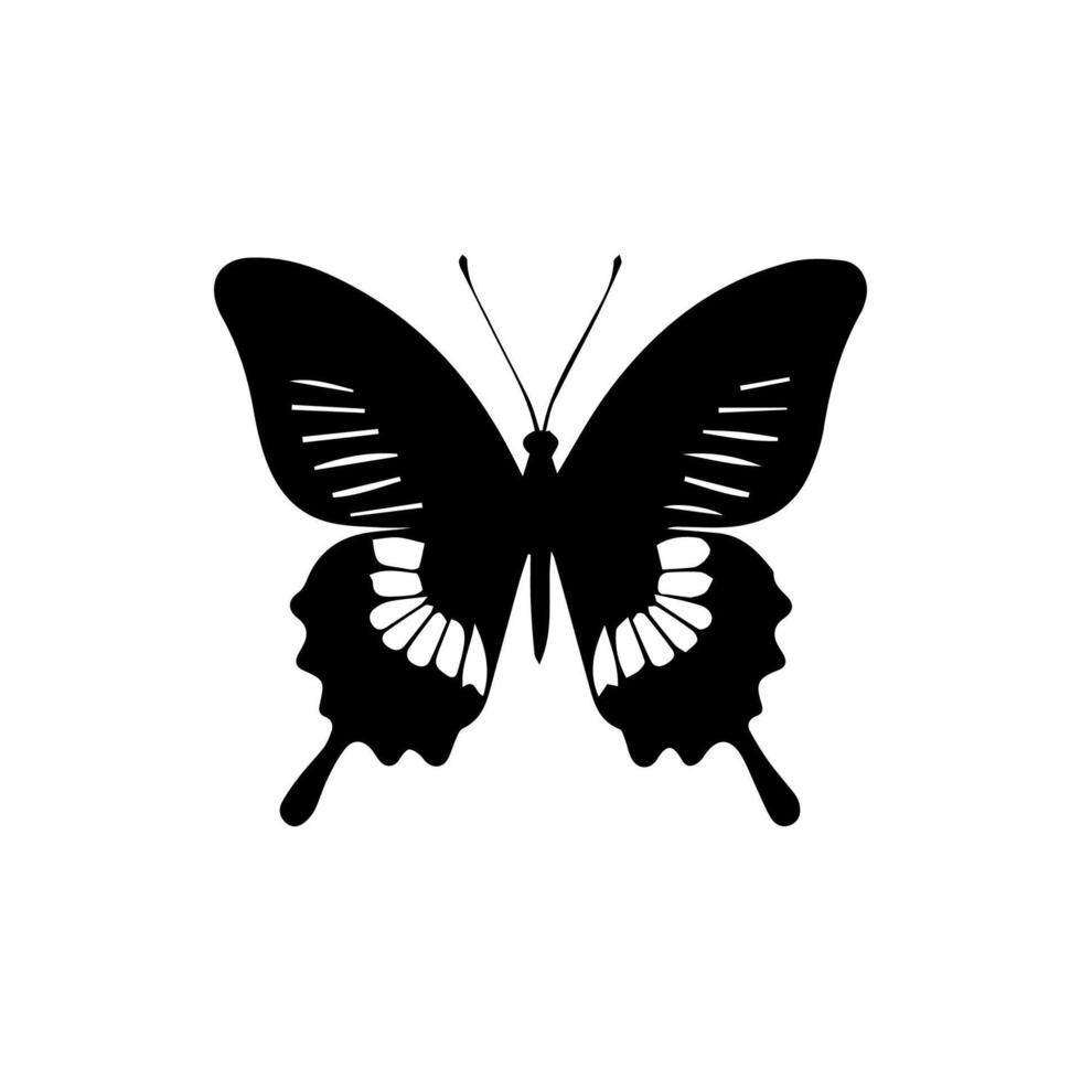 Butterfly silhouettes. Cute spring insects with openwork wings, flying butterfly. Winged insect, various detail beautiful moth decorative wildlife elements. vector