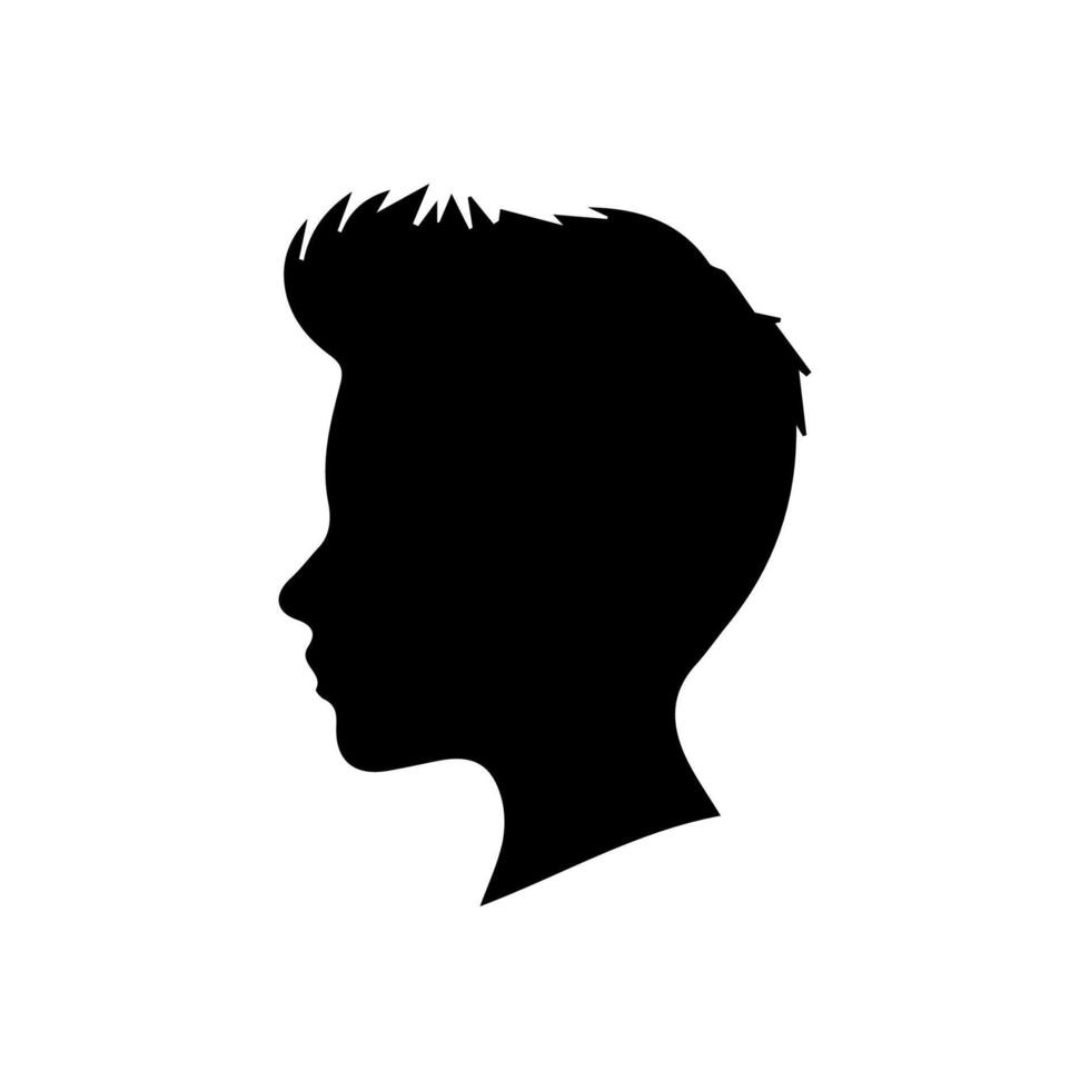 Silhouette of a boy. The side of the child's head. vector