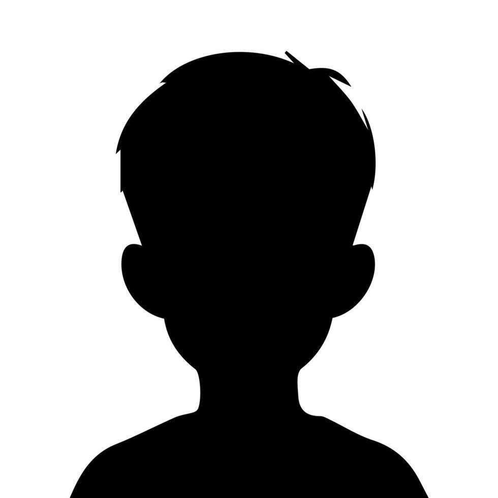 Silhouette of a boy. The side of the child's head. vector