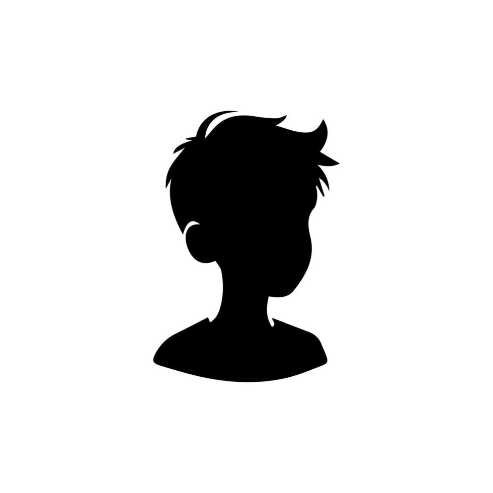Silhouette of a boy. The side of the child's head. vector