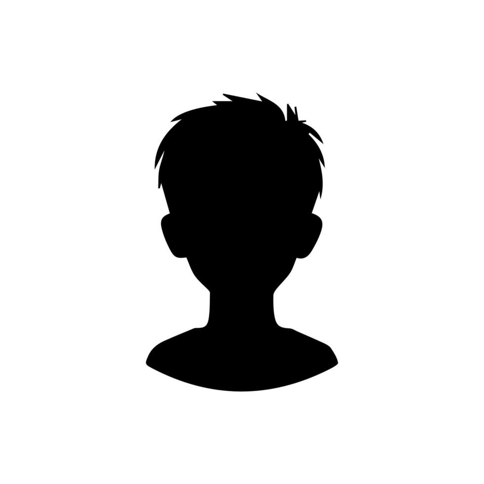 Silhouette of a boy. The side of the child's head. vector
